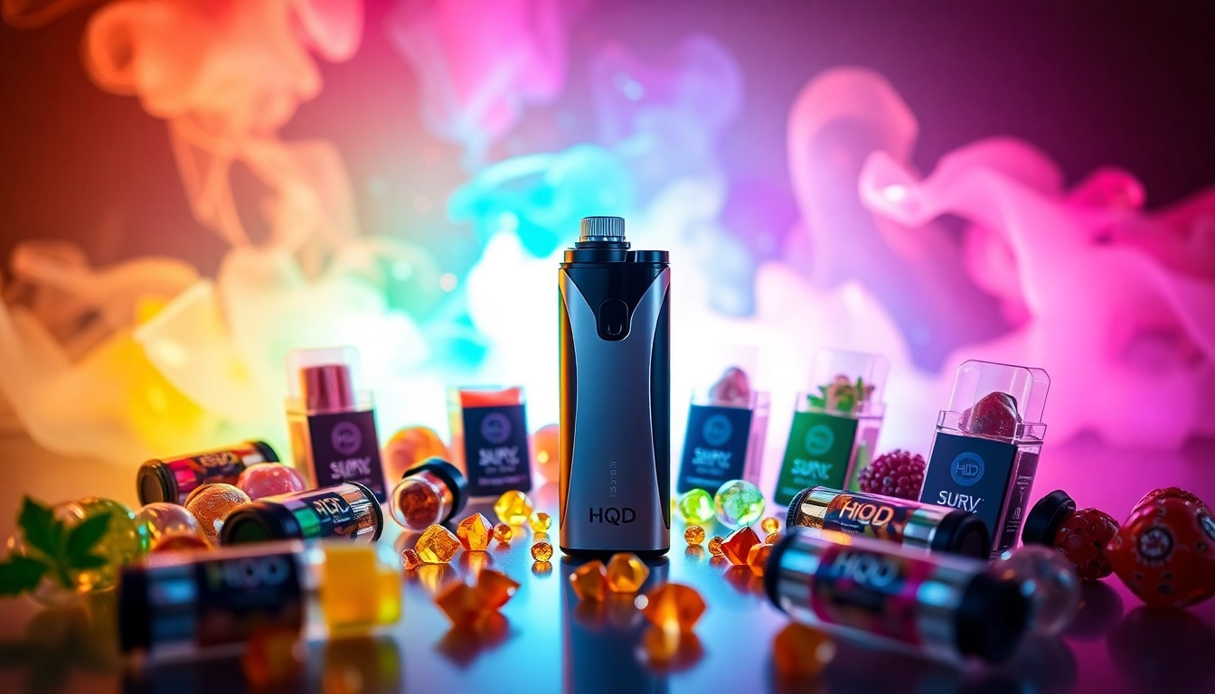 Discover the exciting flavors of HQD Surv kaufen with a sleek vape showcasing vibrant colors and premium quality.