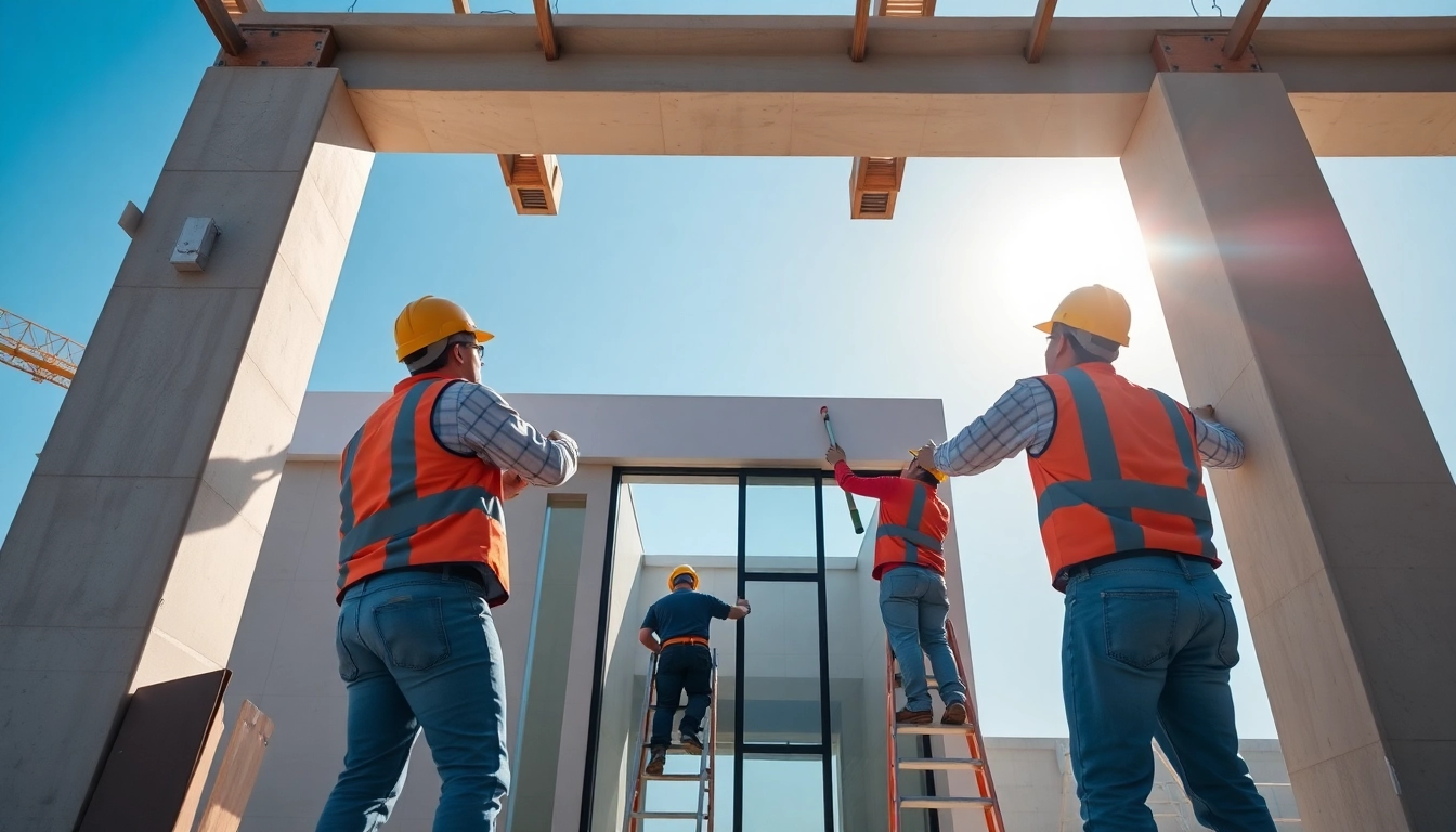 Facade Installation process displaying skilled workers precisely applying modern cladding techniques on a building.