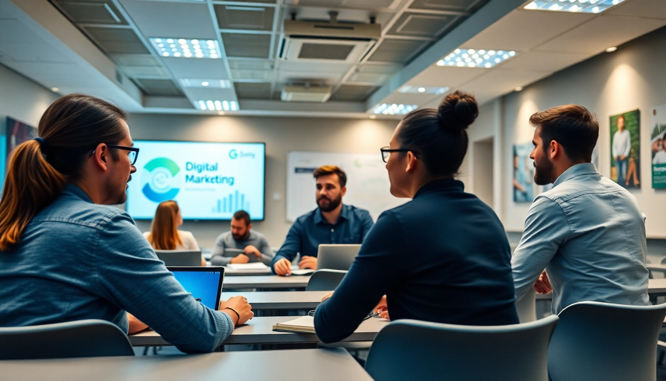 Students collaborating at the Digital Marketing Institute Cyprus during an engaging training session.