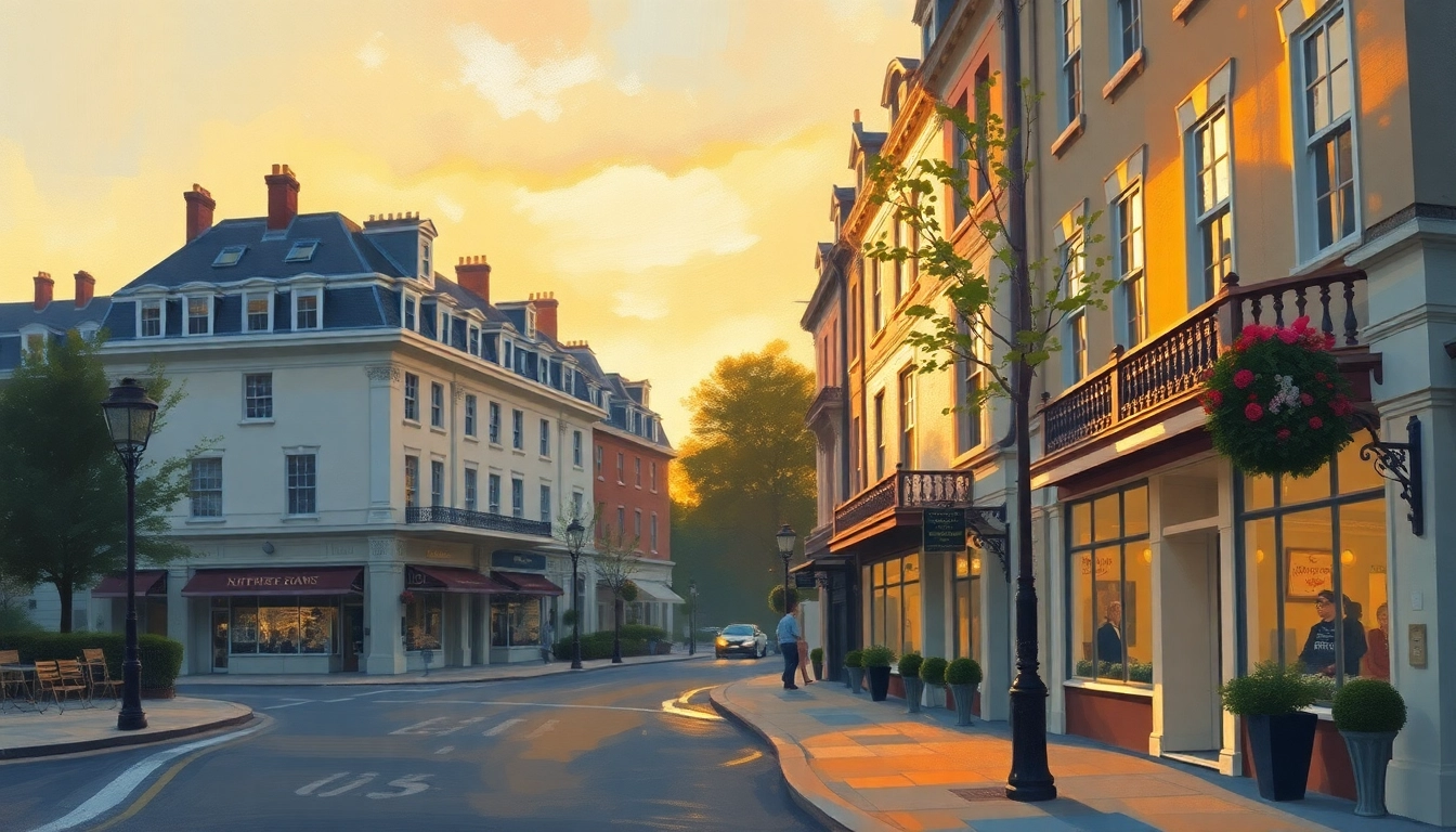 Strolling through Bloomsbury's picturesque streets under a golden sunset glow.