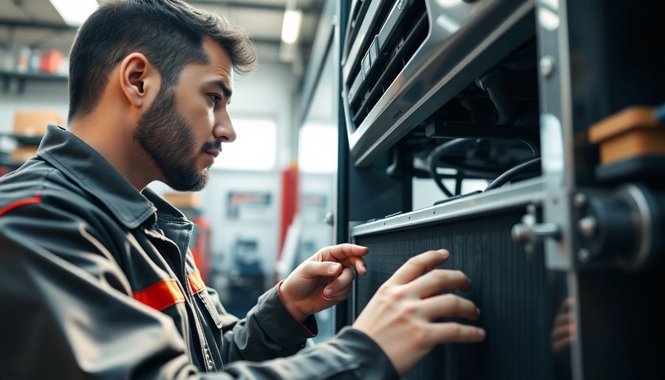 Ensure efficient radiator and air conditioning repair for trucks with expert tools and techniques in a clean workshop.