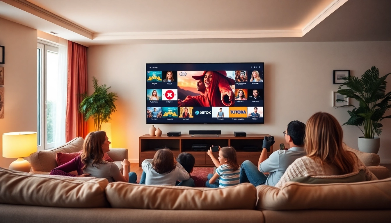 Experience the best iptv trial showcasing 16,000 live channels on a large TV in a cozy living room.